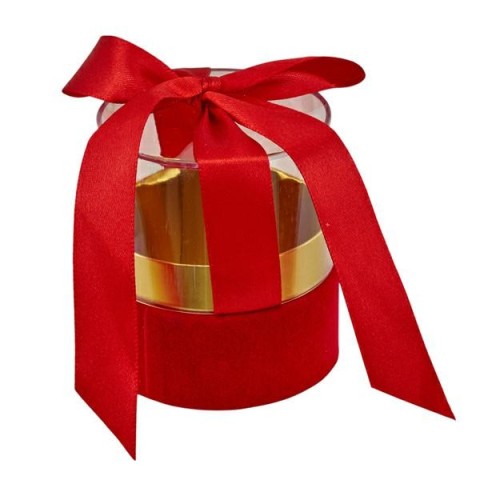 SCATOLA TONDA PICCOLA NASTRO FIOCCO ROSSO 6.5X6.5X7